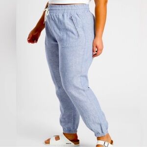 ATHLETA Jogger Cabo Linen Pants‎ Blue Size 26 3X